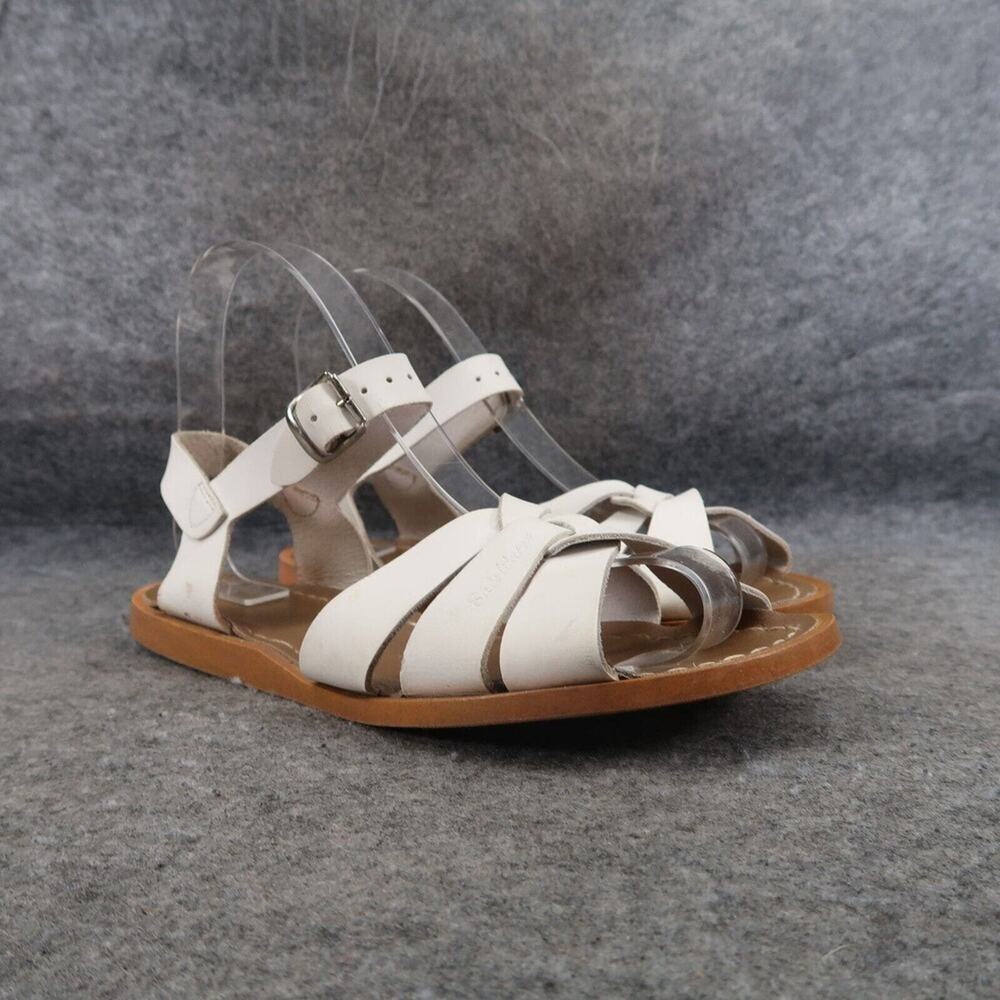 Salt Water Shoes Womens 5 Sandal Leather Ankle Strap Original Flat White Classic